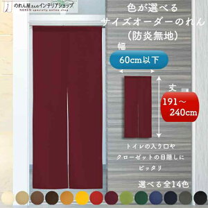 短納 1cm単位 オーダーメイド のれん 無地 暖簾 間仕切り 防炎 防炎加工 アーネスト 幅30〜60cm 丈191〜240cm 全14色 赤 青 アイボリー 茶色 黄色 緑 紺 グレー 黒 緑 黄緑 紫 ベージュ 国産 店舗 飲