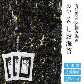 有明海産 初摘み しお海苔 3袋 セット 個包装 半切 各6枚入 海苔 おにぎり 手巻き寿司 ごはんのお供 お弁当 子供 朝ごはん おつまみ パリパリ おにぎり お試し 送料無料 人気 海苔セット 小分け チャック付き