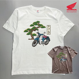 【順次発送】2301HD01-18 Tシャツ スーパーカブ浮世絵風Tシャツ M L XL オフホワイト チャコールグレー 版権元商品化許諾取得済【お届け日指定不可】