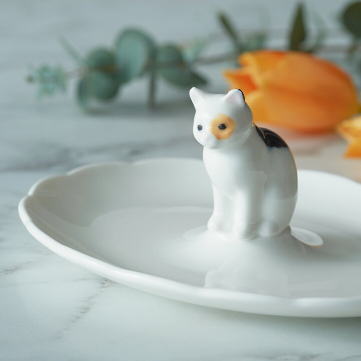楽天市場】ノリタケ フィギュリン付きトレイ 楕円 “三毛猫” ( ギフト 