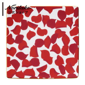 ノリタケ ローザロッサ 26.5cmスクエアプレート ( ギフトボックス入り ミート皿 ディナー皿 花柄 赤 おしゃれ プレゼント お祝い