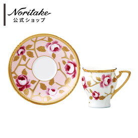 ノリタケ オマージュ コレクション コーヒーカップ＆ソーサー(桃色金彩薔薇文) ( 食器 軽い食器 ギフトボックス入り コーヒーカップ 花柄 誕生日・記念日 母の日 父の日 長寿祝い 記念品・景品 ピンク おしゃれ プレゼント お祝い
