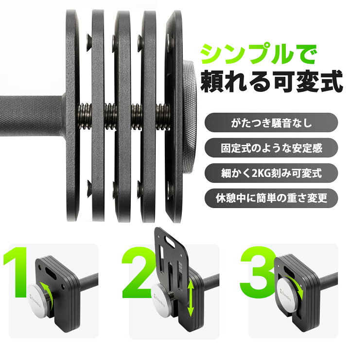 楽天市場】【一年保証】 EisenLink 可変式ダンベル 4kg~36kg 2kg刻み 