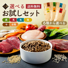 【ポイント10倍】 【送料無料】北の自然工房 6種から選べるお試し ドッグフード 100g （馬肉 鹿肉 魚肉 鶏肉 牛肉 全種ミックス） お試し 国産 無添加 小粒 サンプル ドックフード ドライフード 無添加ドッグフード 仔犬 シニア お買い物マラソン