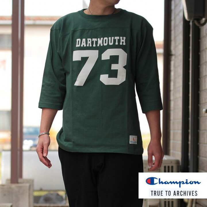楽天市場 Champion チャンピオン 3 4スリーブフットボールtシャツ Dark Green ダークグリーン True To Arcives Dartmouth ダートマス大学 コラボ 日本製 7分tee C3 R413 Select Shop Nose Low