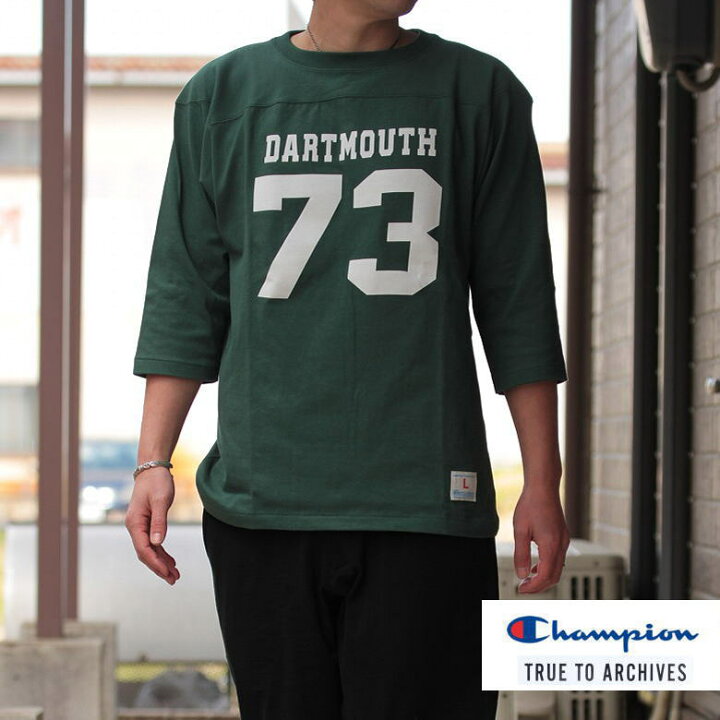 楽天市場】Champion (チャンピオン) 3/4スリーブフットボールTシャツ DARK GREEN ダークグリーン TRUE TO ARCIVES  DARTMOUTH ダートマス大学 コラボ 日本製 7分TEE C3-R413 : Select Shop Nose Low