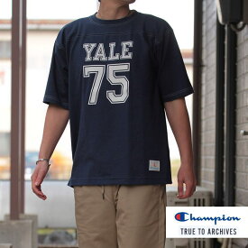 Champion (チャンピオン) 1/4スリーブTシャツ ネイビー NAVY Tシャツ TRUE TO ARCIVES YALE コラボ 日本製 TEE C3-T346