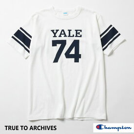 Champion (チャンピオン) WIN 1/4スリーブフットボールTシャツ WHITE ホワイト YALE イェール大学 オフィシャルコラボ TRUE TO ARCIVES 日本製 TEE C3-R339