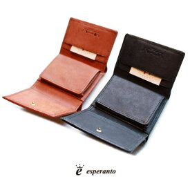 【コンパクトながら収納力抜群♪】ESP-6550 COMPACT WALLET　コンパクトウォレット 本革 プエブロレザー CAMEL BLACK キャメル ブラック