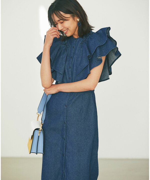 楽天市場 7月30日 午前10 00 再販袖フリルワンピース春 春夏 夏 レディース ワンピース ロング デニム フリル デート お出かけ 大人 ノスタルジア Nostalgia Nostalgia