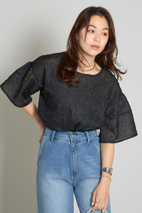 楽天市場】【SALE】シアーふくれジャガードブラウスレディース 