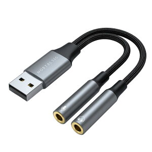 USB �I�[�f�B�I �ϊ��A�_�v�^ �y�n�C���]�Ή� 24bit/96KHz�z �O�t�� �T�E���h�J�[�h DAC���� 3.5mm �~�j�W���b�N �P�[�u�� 3��(TRS)��p �w�b�h�z�� �}�C�N�[�q Windows/Mac OS/PS4/PS5/Linux/Chromebook���Ή��yN