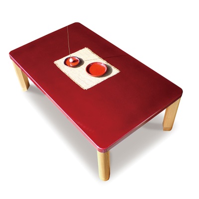 こたつテーブル GOTOH 120 赤い天板 漆塗り風塗装 民芸風テーブル 可愛い シンプルなこたつテーブル 折り畳み脚 折れ脚 継脚 木製 おしゃれ  | NOTICA 楽天市場店