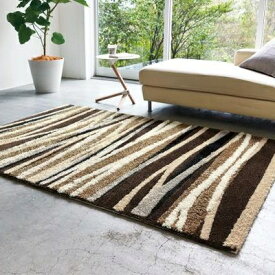 日本製 ゼブラ柄ラグマット 140×200cm カーペット 絨毯 ラグ 自然のテクスチャ ブラウン ホワイト グレー おしゃれ リビングルーム 模様替え 国産 長方形 絨毯