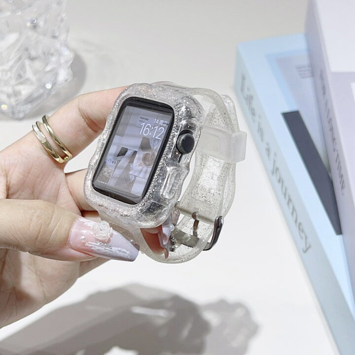 楽天市場】apple watch バンド一体型 クリア キラキラ おしゃれ 春夏 