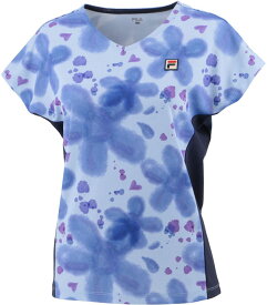 FILA フィラ レディース テニス ウェア テニスウェア 23S/S ゲームシャツ 総花柄 半袖 UV 吸水速乾 VL2581