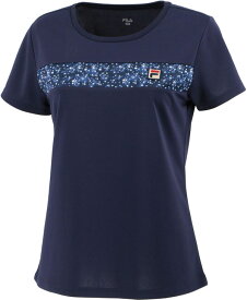 FILA フィラ レディース テニス ウェア 23S/S ゲームシャツ 半袖 花柄ライン 吸水超速乾 UV VL2644