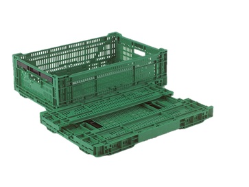 ＲＳコンテナー緑  RS-MM33S底メッシュ折り畳みレバー付き長さ600mmx幅400mmx高さ180mm  容量33L5ヶセット