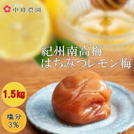 【スーパーSALE！30%OFF】紀州南高梅 塩分 3％ はちみつ梅 1.5kg(500g×3) 【サイズ選べます】大粒 中粒 …