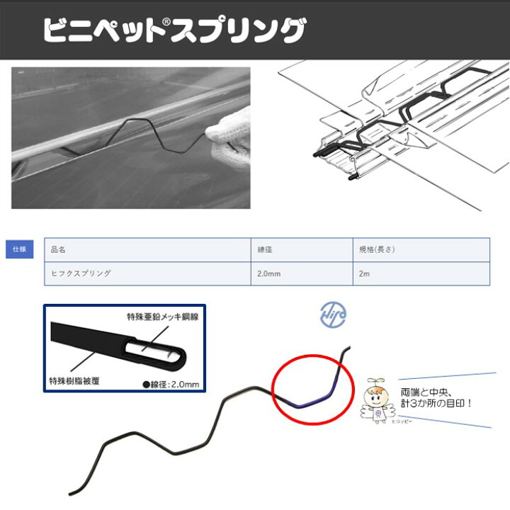 楽天市場】ヒフクスプリング 2m 黒 東都興業 農業用 ビニールハウス 
