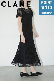 期間限定P10倍【CLANE / クラネ】 レース ミニパフ ワンピース - LACE MINI PUFF SLEEVE ONEPIECE - BLACK