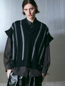 【MAISON SPECIAL / メゾンスペシャル】 ニットベスト - Cable Knitting Sheer Intarsia PO V-neck Knit Vest