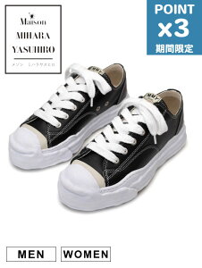 ���Ԍ���P3�{�yMaison MIHARA YASUHIRO / ���]�� �~�n�����X�q���z �n���N ���U�[ ���[�J�b�g �I���W�i���\�[�� �X�j�[�J�[ - HANK LOW LEATHER SNEAKER / �u���b�N - A05FW704