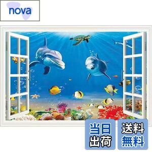 �y���������zMestiker 3D�E�H�[���X�e�b�J�[, �C���J�ƔM�ы��̊C�����i, �U���f�U�C��, 40×60cm, �͂�����ǎ��V�[�� (�C-04)