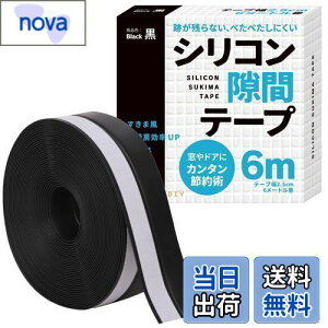 【送料無料】すきまのDIY【エアコン風の効率アップ!】シリコン隙間テープ すきまテープ 隙間テープ ドア 窓 すきま風 断熱材 DIYアドバイザー監修 6m (黒)