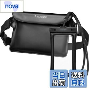 【送料無料】Spigen 【2枚セット 完全防水】 防水ポーチ 防水ケース IPX8認証 水に浮く お風呂 海 プール アウトドア 小物 三重チャック ベルクロ TPU PVC 大容量 ウエストポーチ 防水バッグ 出し