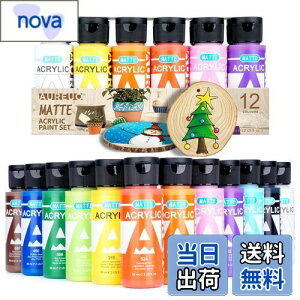 【送料無料】AUREUO マット アクリル絵の具 12色x59ml - 陶芸、ガラス、木材、工芸、プラスチック用の無毒顔料 - 趣味の画家、絵画愛好家、初心者向けの塗料
