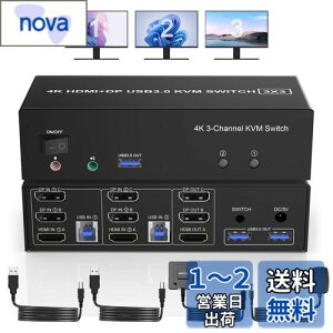 yzHDMI + 2 Displayport 3 j^ KVM XCb` USB 3.0 2 ̃Rs[^[A4K@60Hz gvj^[ KVM ؑ֊ I[fBI 3 USB 3.0 |[gA2 ̃Rs[^[L 3 j^[ L[{