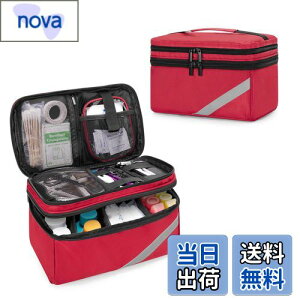 【送料無料】Trunab メディカルバッグ 救急バッグ 二層式 医療バッグ 家庭用 救急箱 (レッド)