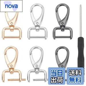 【送料無料】PH PandaHall ナスカン Dカン付き 360度回転 合金製 6個セット キーホルダー金具 高質 光沢感 ドライバー 付き アクセサリーパーツ 修理 交換 クラフトパーツ ゴールド/シルバー/ブラ