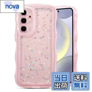 【送料無料】QLTYPRI Galaxy S24 ケース クリア TPU カバー ウェーブ おしゃれ 韓国 可愛い ウェーブ グリッター 透明 薄型 軽量 耐衝撃 滑り止め (SC-51E / SCG25) スマホケース ワイヤレス充電対応 ス