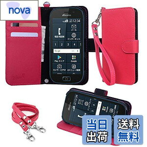 【送料無料】wisers らくらくスマートフォン F-42A / me F-01L 対応 手帳型スマホケース (ピンク) 着脱しやすい (カードホルダー/スタンド機能付き) ストラップ 2種付き (ハンドストラップ/ネックス