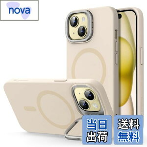 【送料無料】ESR iPhone 15 ケース スタンド付き MagSafe シリコンケース ミリタリーグレードの保護 カメラ隠れスタンド内蔵 iPhone 15用マグネットスマホケース イエロー Cloud Series