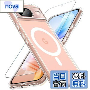 Google Pixel8 ケース 【ガラスフィルム付き・MagSafe対応】 OWKEY Pixel 8 スマホケース 透明 黄ばみなし 薄型 軽量 マグネット搭載 グーグル ピクセル8 カバー 米軍MIL規格 全面保護 耐衝撃 レンズ保