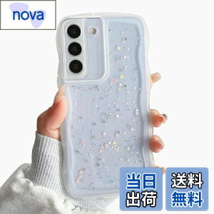 【送料無料】QLTYPRI Galaxy S22 ケース クリア TPU カバー ウェーブ おしゃれ 韓国 可愛い ウェーブ グリッター 透明 薄型 軽量 耐衝撃 滑り止め (SC-51C / SCG13) スマホケース ワイヤレス充電対応 ス