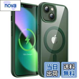 【送料無料】JETech iPhone 13 mini 5.4インチ用 マグネット ケース MagSafeに対応 衝撃吸収 バンパーカバー ソリッドカラーマットTPUフレーム 傷つけ防止 クリアバック (グリーン)