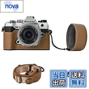 【送料無料】VOVMOEYA カメラケース For Olympus OM-5/OM-D E-M5 III,OM-5ボディケース For Olympus E-M5 IIIカメラケース OM5 カメラ保護カバー PUレザー D状ネジ穴付き 底面開閉 電池交換 全面保護 ストラップ