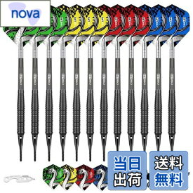 【送料無料】Cyeelifeソフトチップダーツ12点,プロ18グラムプラスチックチップダーツセット、13個の透明PC軸100個のエクストラダーツチップ16個のダーツ2個のフライトプロテクターと電子ダーツレンチ付き