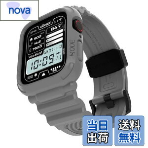 �y���������z[elkson] �A�b�v���E�H�b�` �o���h Apple Watch 45mm 44mm �o���p�[�P�[�X�t�� ���ȃ����Y�o���h Apple Watch SE iWatch Series 9 8 7 6 5 4�p, Quattro Pro Series �X�|�[�c�~���^���[�ی�P�[�X �v���e
