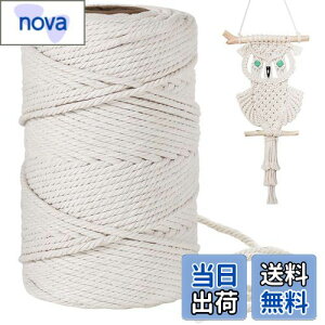 【送料無料】4mm 綿紐,100M 太いマクラメロープ 手芸 壁掛け おもちゃ 盆栽などに (ベージュ)