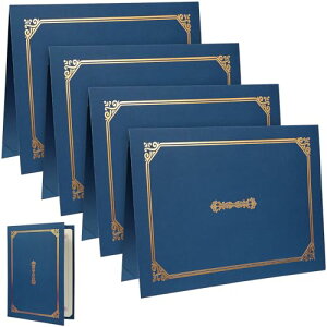 【送料無料】EXCEART 証明書ホルダー 卒業証書 証書ファイル a4 賞状入れ 縦横兼用 コーナーリボン付き 紺色 感謝状 合格証書 表彰状 飲食店のメニュー 店舗カタログ 4枚入