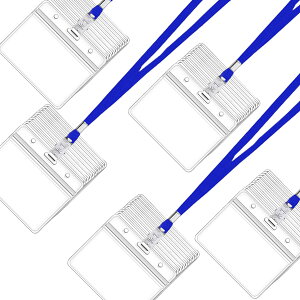 【送料無料】LEADINTOP ネームホルダー 50枚 名札ケース ネックストラップ 吊り下げ イベント スタッフ パス 名刺 ID カード ホルダー 社員証 ケース 入れ 首下げ 展示会 透明 防水 セット 横型
