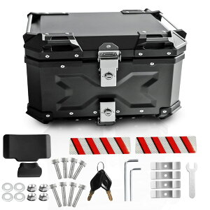 【送料無料】YESHMA 【改善品】 バイク リアボックス バイク用 大容量 トップケース 原付 アルミ製 四角 バイク ボックス 汎用 着脱簡単 取り付けベース付き 防犯対策用 鍵2本 バックレスト付