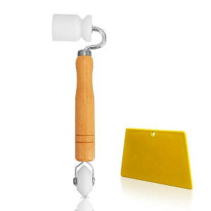 【送料無料】ziyue 壁紙用 ローラー 圧着 塗装用具 +かき取り板 内部外部コーナー壁紙シームロ 消音塗装 用具 木ハンドル