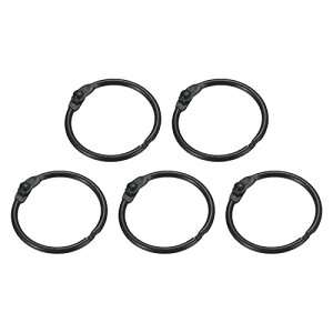 【送料無料】PATIKIL ルーズリーフバインダーリング 25 mm 5個 メタルフラッシュカード 製本リング キーホルダー 索引カード スクラップブック用 ブラック