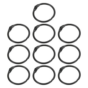 【送料無料】PATIKIL ルーズリーフバインダーリング 25 mm 10個 メタルフラッシュカード 製本リング キーホルダー 索引カード スクラップブック用 ブラック